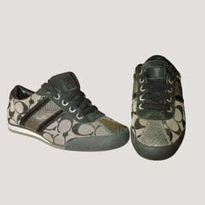 Coach Sneakers Trainer Shoes Meagan Logo Signature Black Gray Size 5.5